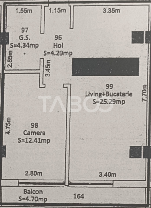 Apartament 2 camere 45 mpu balcon etaj intermediar zona Doamna Stanca
