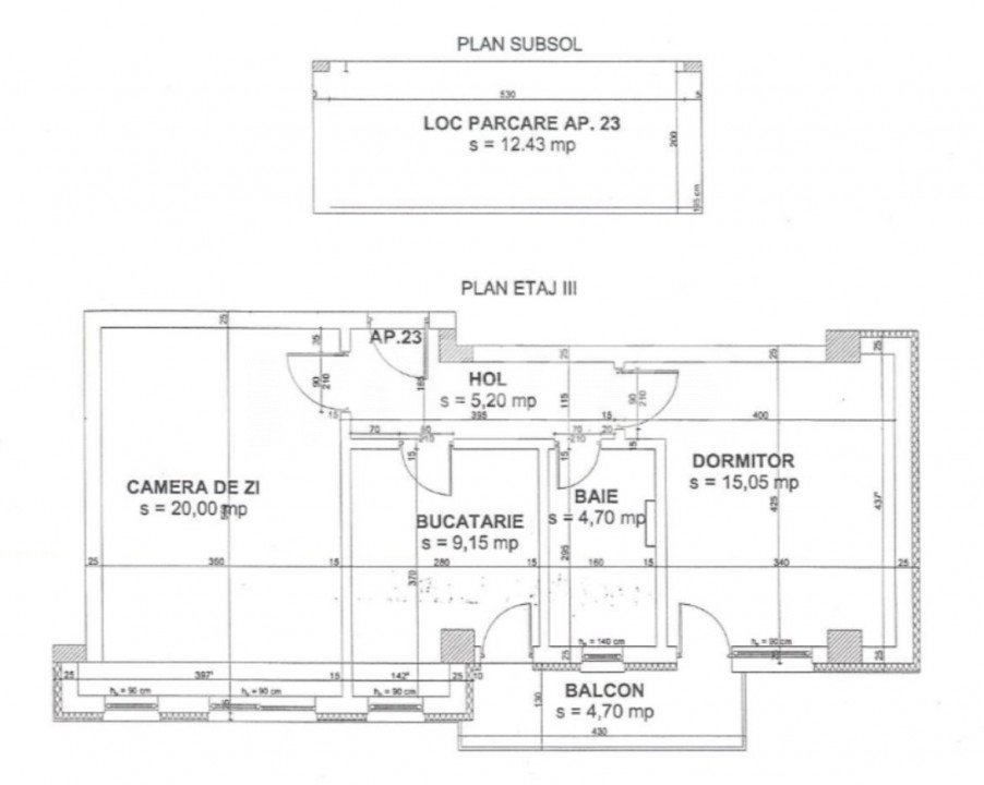 Apartament 2 camere 54 mp balcon etaj 3 parcare subterana in Turnisor