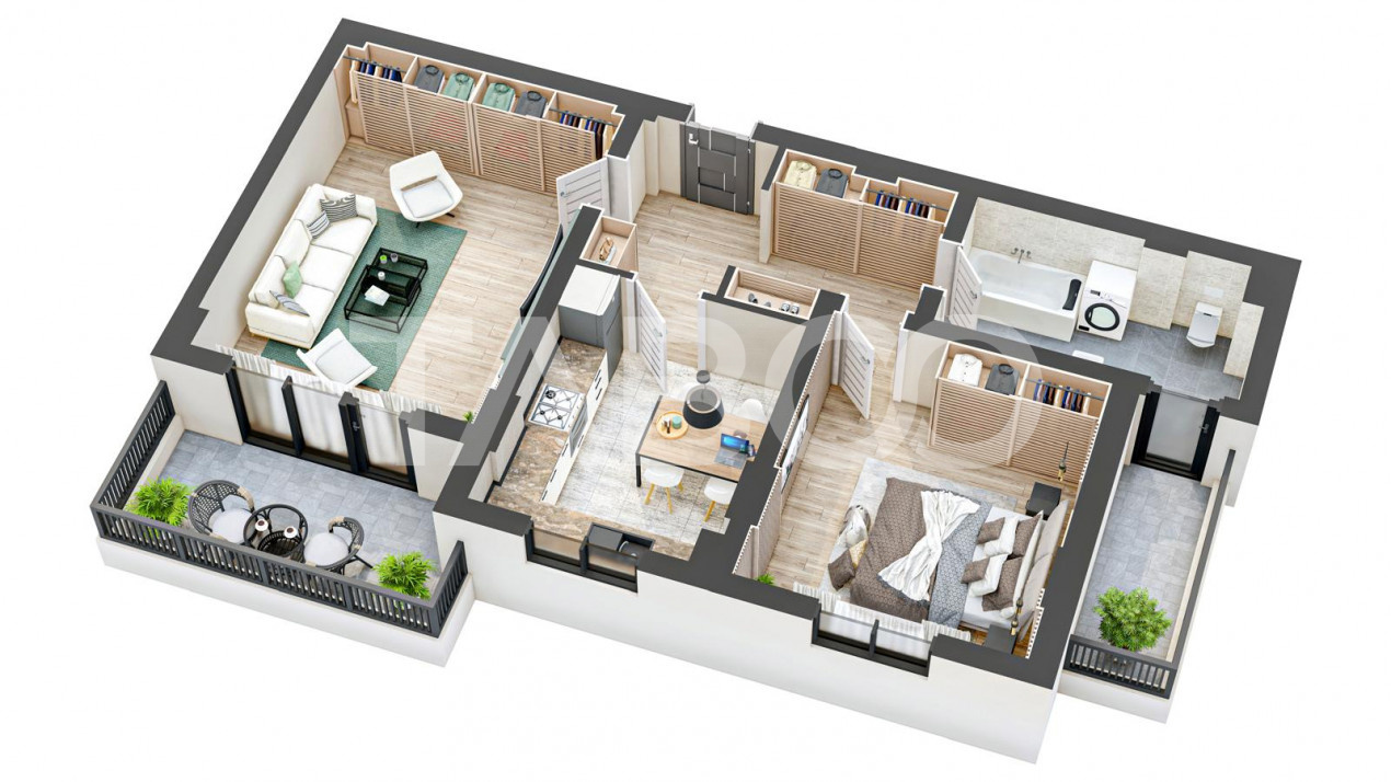 Apartament 2 camere 63 mpu 2 balcoane CONSTRUCTIE NOUA 2024 in Sibiu