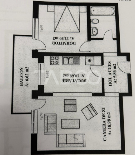 Apartament 2 camere balcon loc parcare 52mpu decomandat Selimbar Sibiu