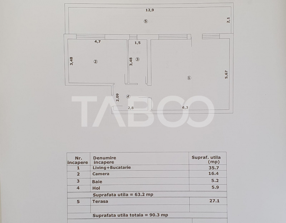 Apartament 2 camere de vanzare 63mp + terasa 27 mp constructie noua in Fagaras - Negoiu