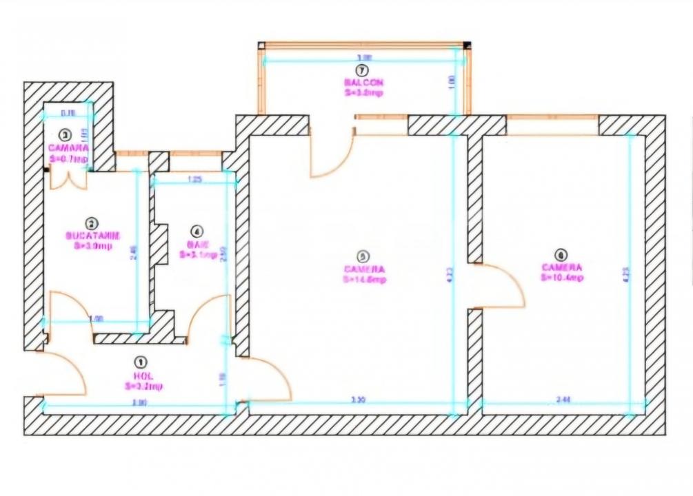 Apartament 2 camere de vanzare cu balcon in zona Ciresica din Sibiu