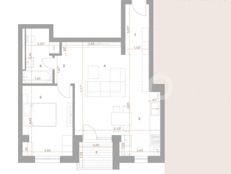 Apartament 2 camere de vanzare decomandat 54 mp zona Turnisor Sibiu