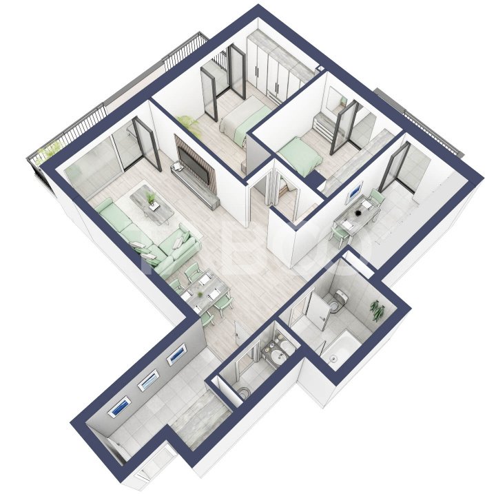 Apartament 3 camere 2 bai bloc cu lift 70 mpu orientare SV Turnisor