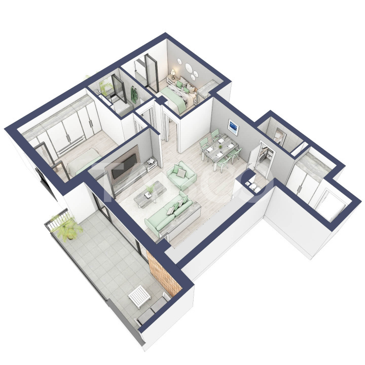 Apartament 3 camere 2 bai bloc cu lift zona de case in Turnisor