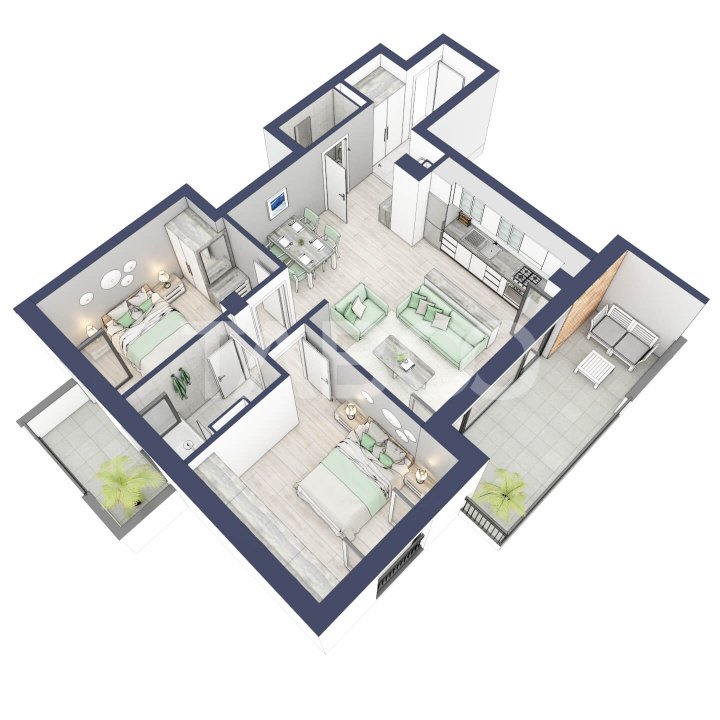 Apartament 3 camere 2 bai ETAJ 1 boxa la subsol Turnisor