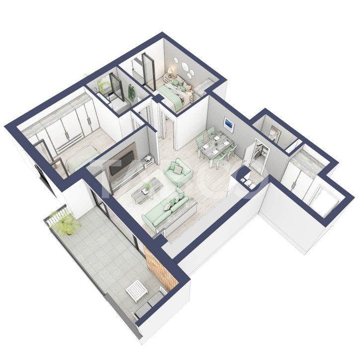 Apartament 3 camere 2 bai etaj 2 bloc cu lift zona de case in Turnisor