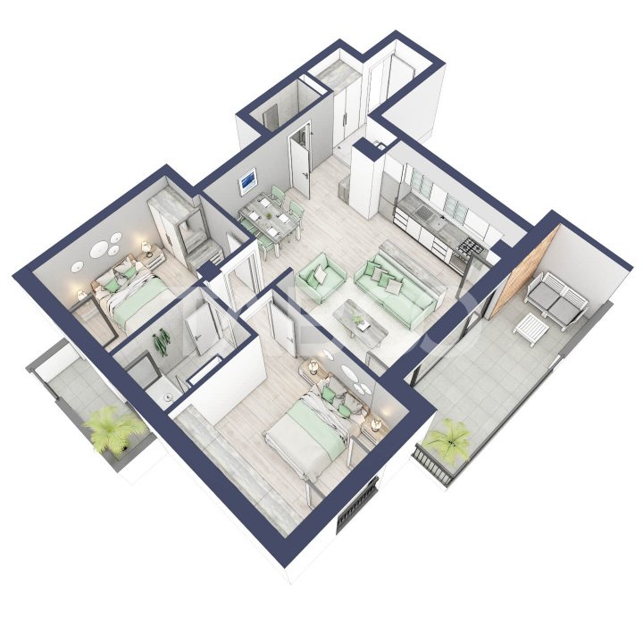 Apartament 3 camere 2 bai etaj 2 bloc cu lift zona de case in Turnisor