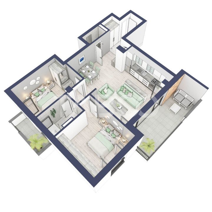 Apartament 3 camere 2 bai etaj 2 bloc cu lift zona de case in Turnisor