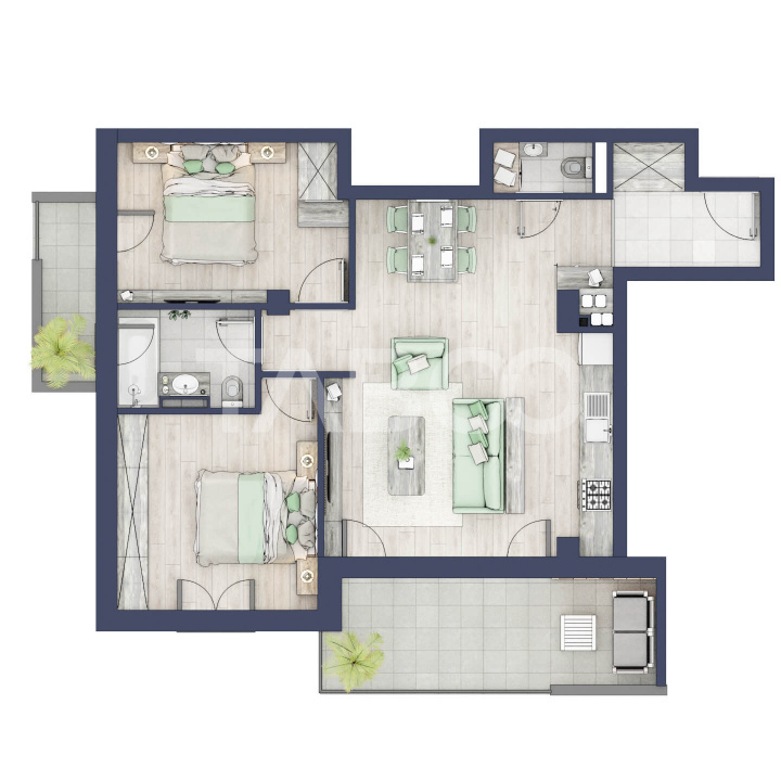 Apartament 3 camere 2 bai etaj 2 bloc cu lift zona de case in Turnisor