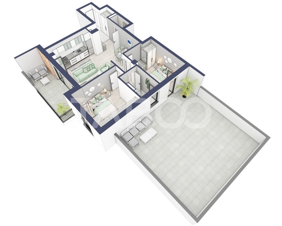 Apartament 3 camere 2 bai parter inalt Turnisor Sibiu