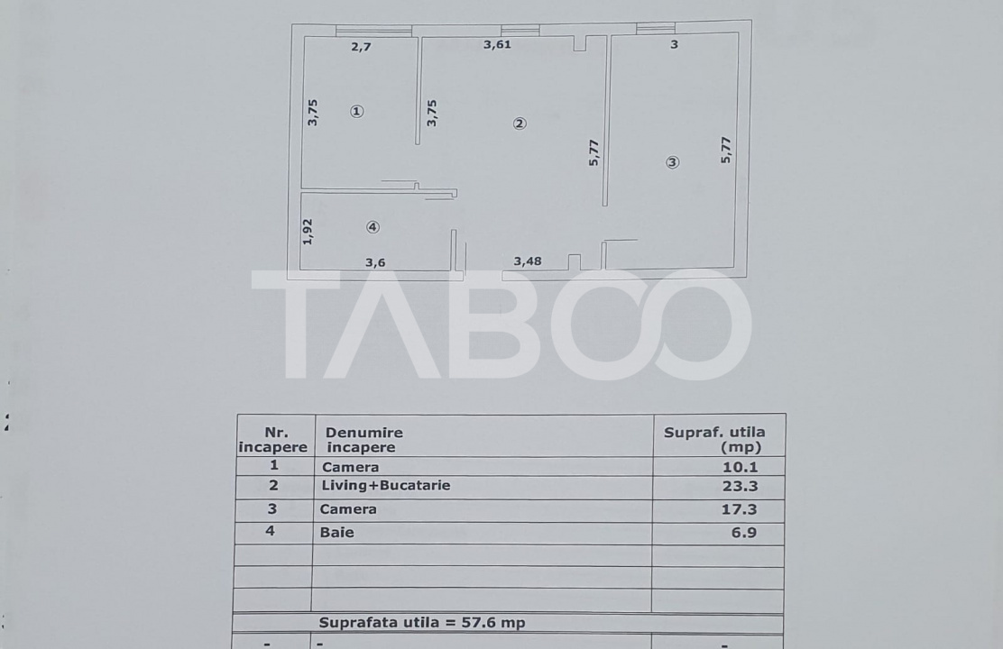 Apartament 3 camere 58 mp utili la pret de dezvoltator in Fagaras - Negoiu