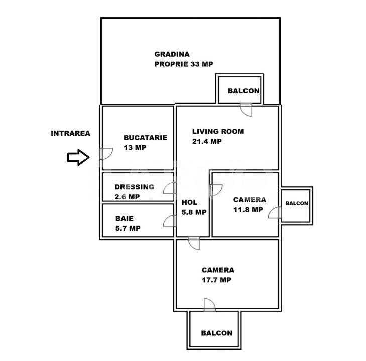 Apartament 3 camere de vanzare parter cu gradina balcon dressing