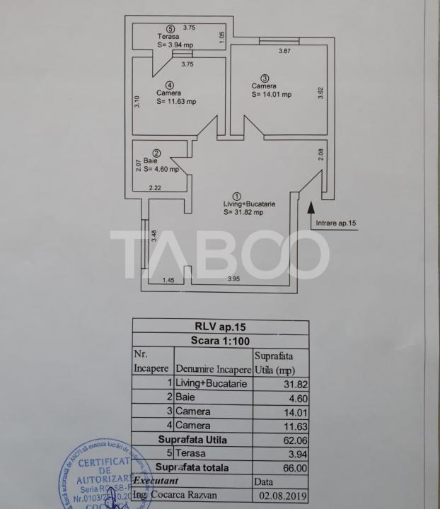 Apartament 3 camere decomandat mobilat balcon parcare Turnisor Sibiu