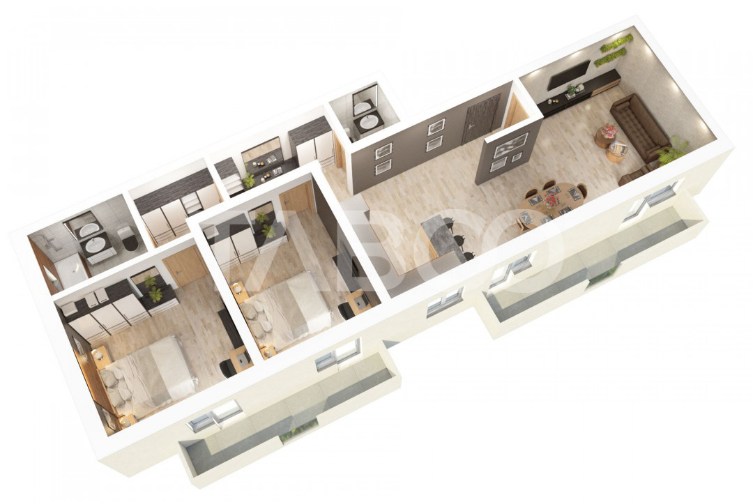 Apartament 3 camere decomandate 78 mpu 2 balcoane 2 bai COMISION 0 