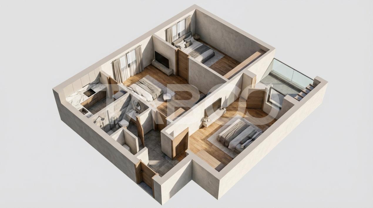 Apartament 3 camere etaj intermediar mobilat balcon zona Tiglari Sibiu