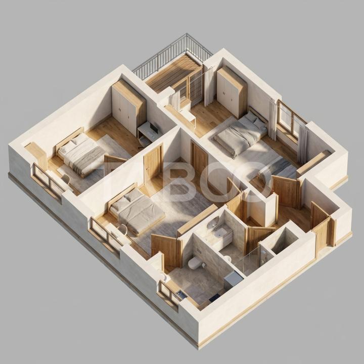 Apartament 3 camere etaj intermediar mobilat balcon zona Tiglari Sibiu