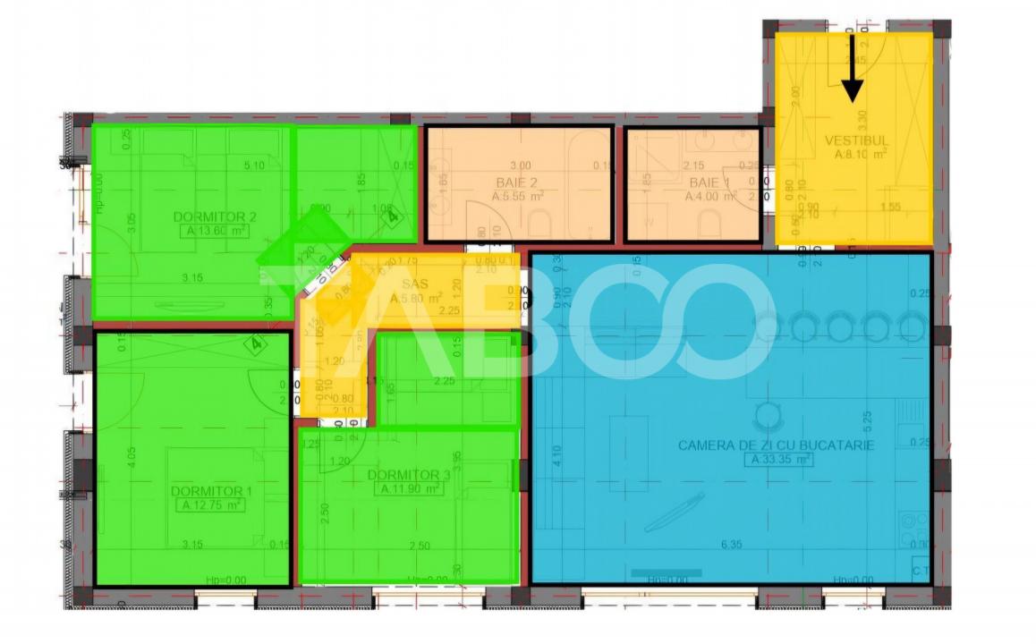 Apartament 4 camere decomanda 2 bai 95 mpu parcare Arhitectilor Sibiu
