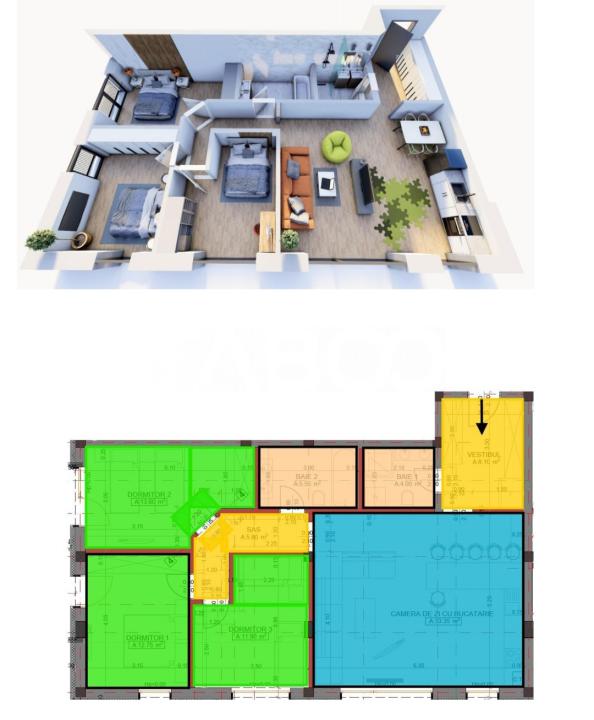 Apartament 4 camere decomanda 2 bai 95 mpu parcare Arhitectilor Sibiu