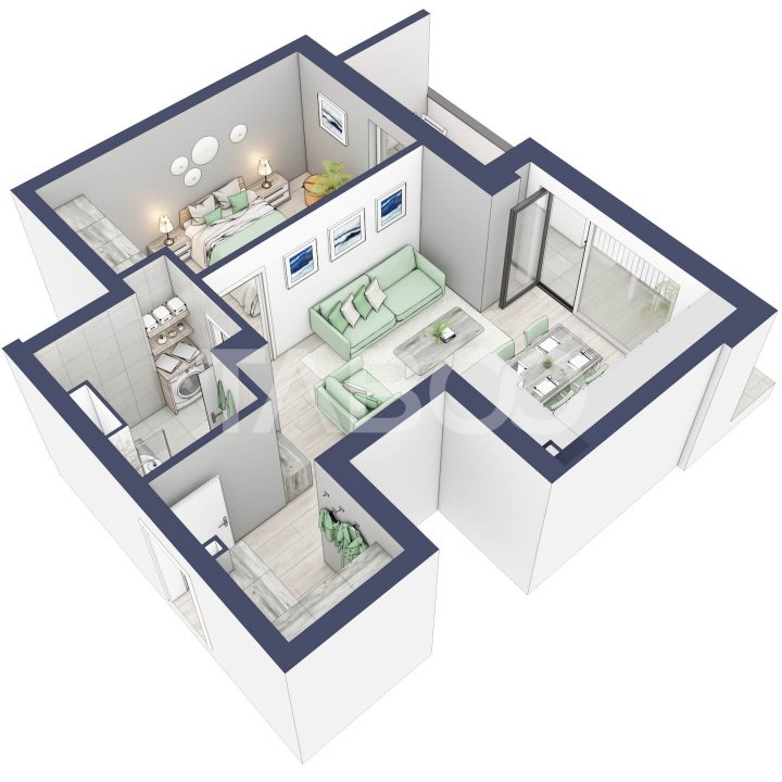 Apartament 47 mpu 2 camere parter mai mult decat inalt Turnisor