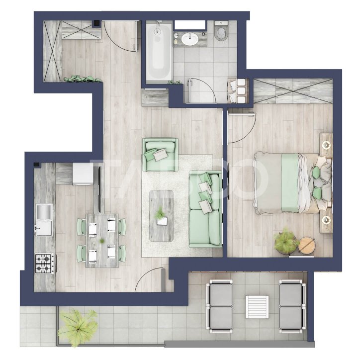 Apartament 47 mpu 2 camere parter mai mult decat inalt Turnisor