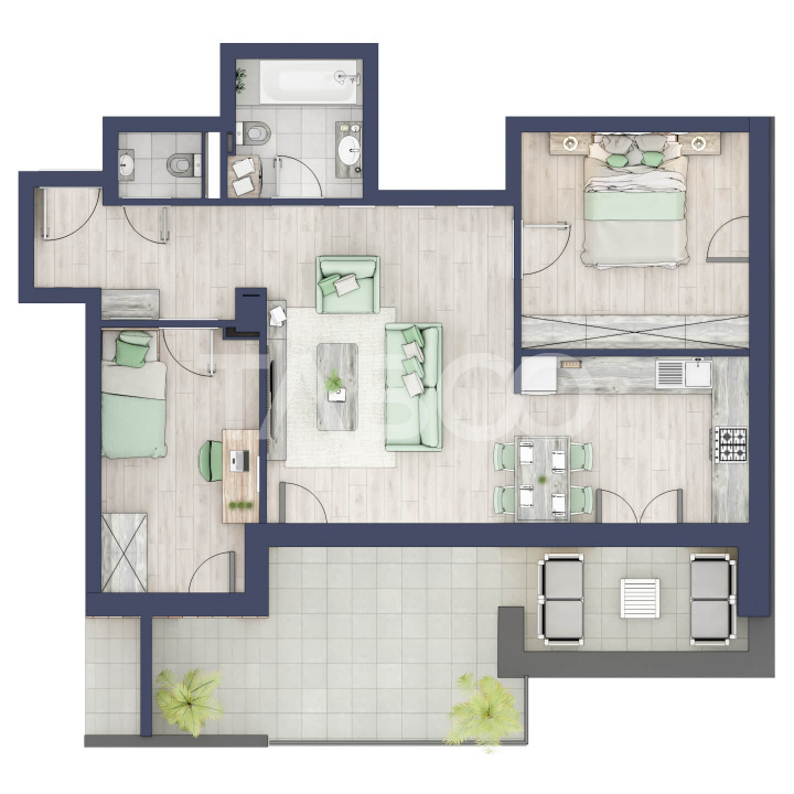 Apartament 66 mp utili 3 camere 2 bai etaj 3 in bloc cu lift Turnisor