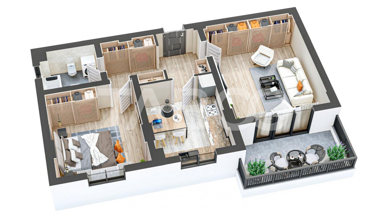 Apartament cu 2 camere 60 mpu etaj 3 de vanzare in CONSTRUCTIE NOUA in Sibiu - Aleea Streiu
