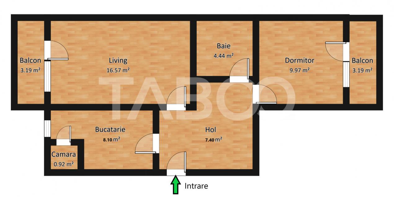 Apartament cu 2 camere decomandate 2 balcoane in zona Valea Aurie 