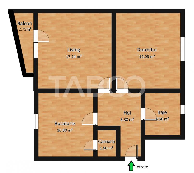 Apartament cu 2 camere decomandate 58 mp utili zona Alma din Turnisor
