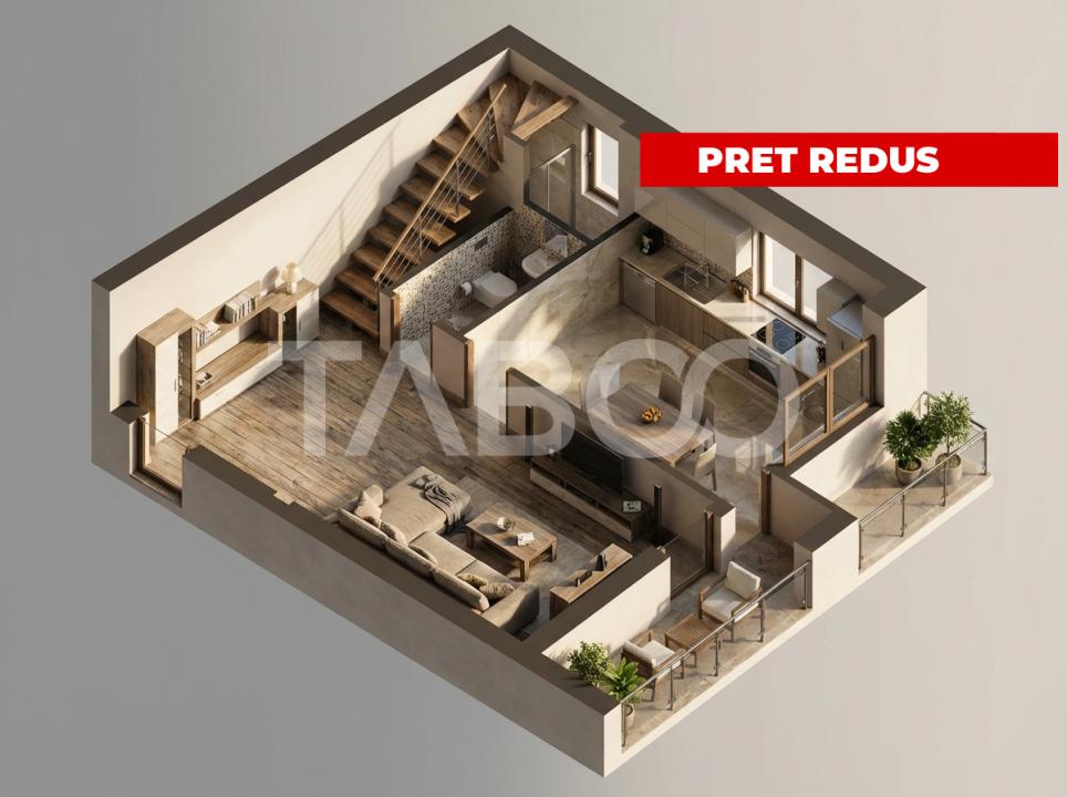 Apartament cu 3 camere 2 bai 2 balcoane si pod  in zona Turnisor 