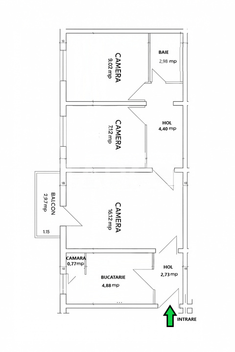 Apartament cu 3 camere la etajul 2 in zona Mihai Viteazul