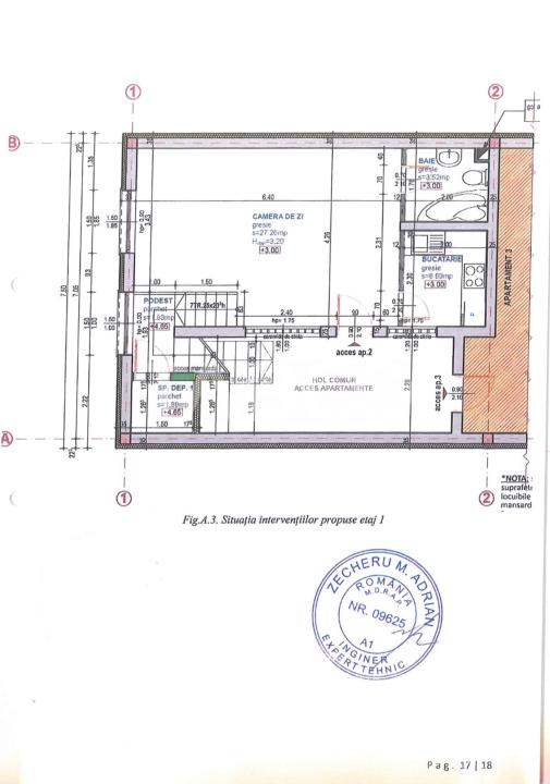 Apartament cu 3 camere pe 2 nivele zona Centrala Piata Abator 
