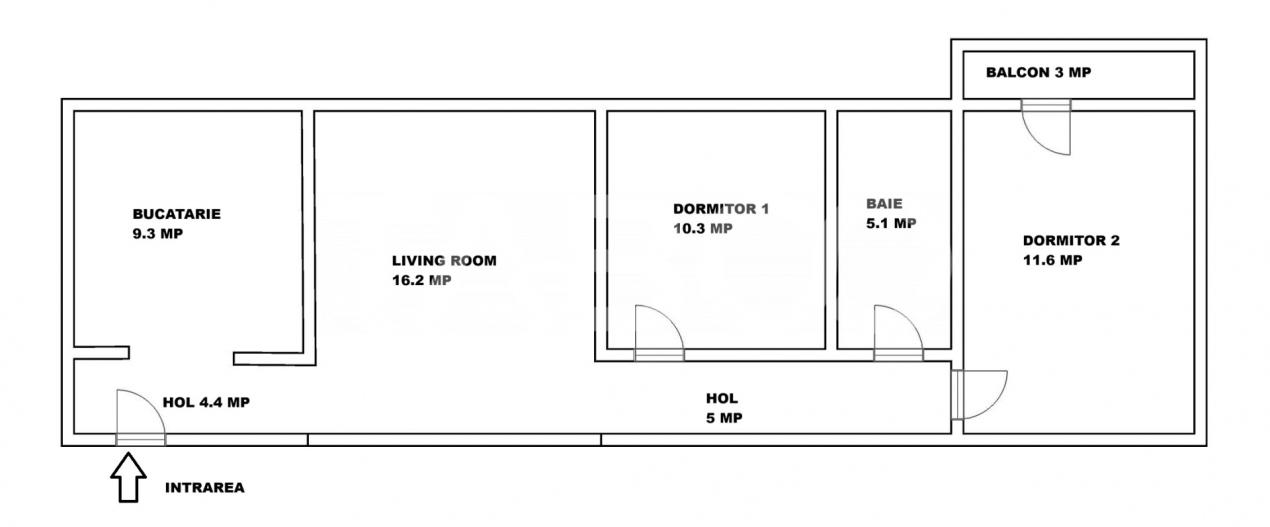 Apartament cu 3 camere si balcon de vanzare in Sibiu zona Rahovei
