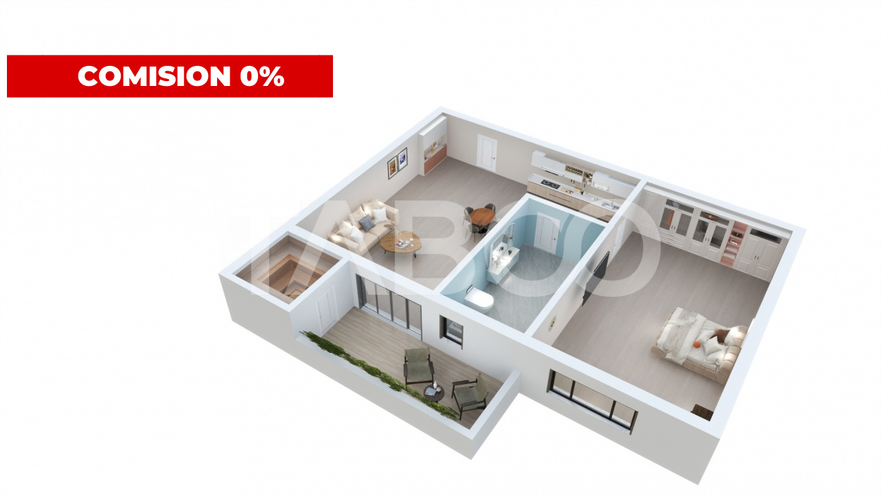 Apartament cu gradina 2 camere 39 mp balcon parcare bloc cu lift