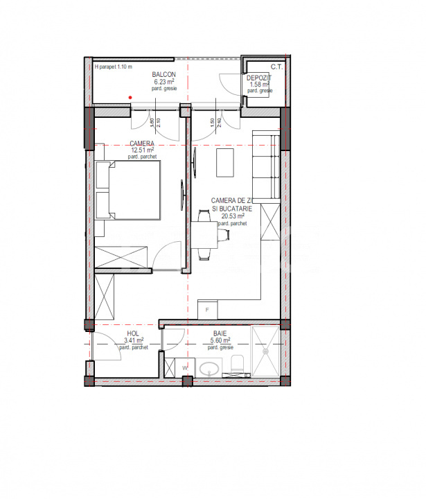 Apartament cu gradina 21 mp 2 camere 44 mp balcon parcare bloc cu lift