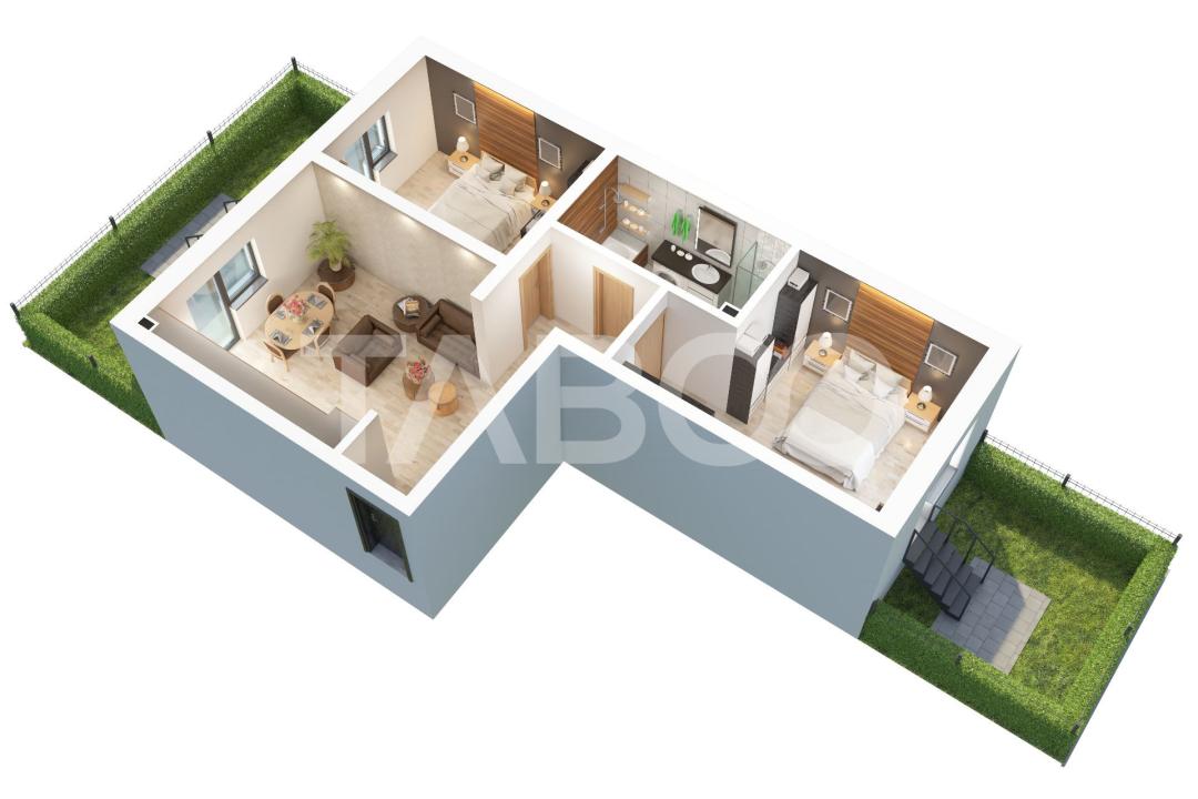Apartament cu gradina si 3 camere decomandate de vanzare Doamna Stanca