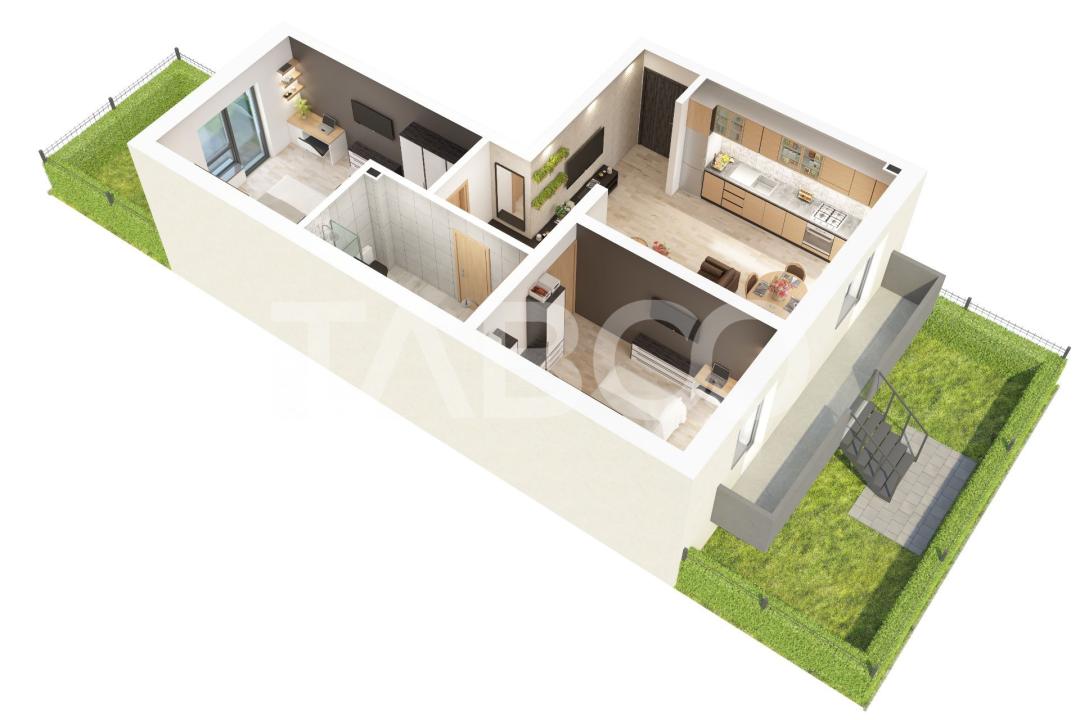 Apartament cu gradina si 3 camere decomandate de vanzare Doamna Stanca in Sibiu - Doamna Stanca