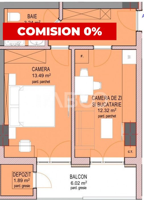 Apartament de vanzare 2 camere 37 mpu cu etaj 1 in Sibiu in Sibiu - Doamna Stanca