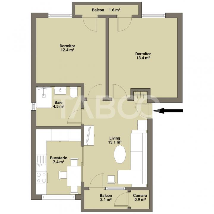 Apartament de vanzare 54mp 3 camere decomandate in zona Selimbar Sibiu