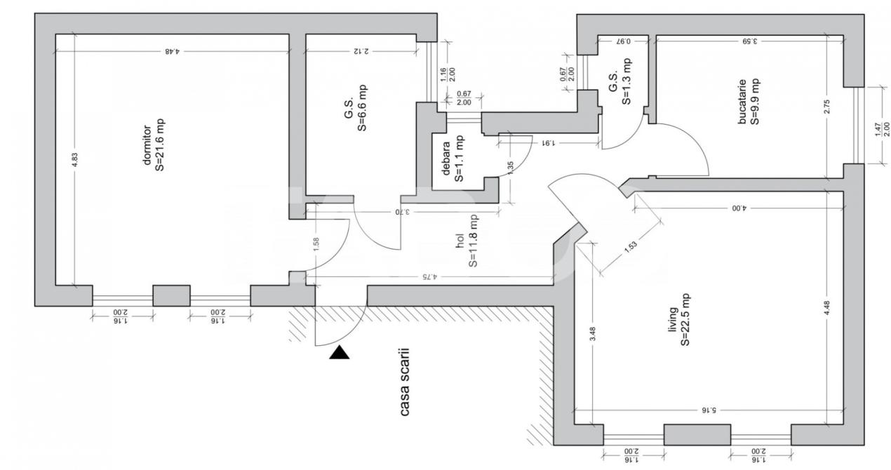 Apartament de vanzare 75mp 2 camere 2 bai Parcul Sub Arini