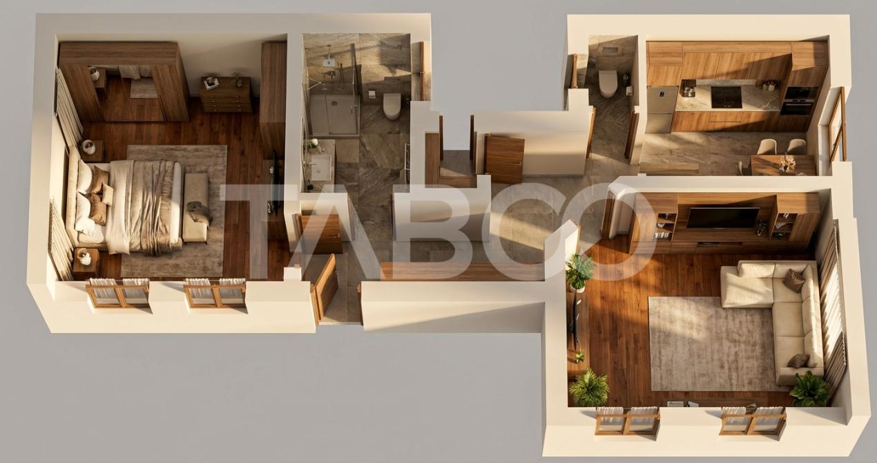 Apartament de vanzare 75mp 2 camere 2 bai zona Centrala Sibiu