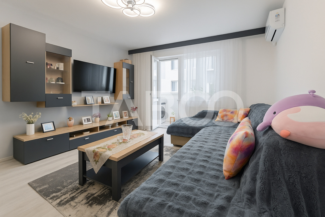 Apartament de vanzare cu 3 camere la etajul 1 mobilat utilat complet in Sibiu - Negoveanu