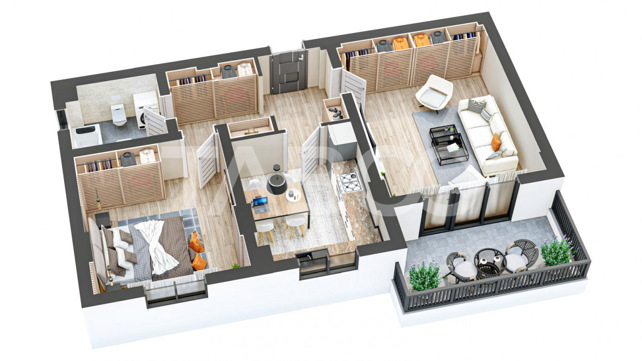 Apartament de vanzare decomandat 2 camere 60 mpu balcon Rahovei Sibiu