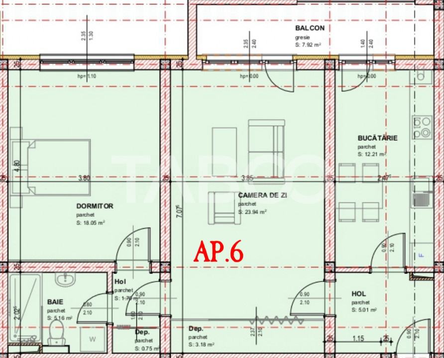Apartament decoamandat 2 camere 71 mpu dressing balcon etaj 1