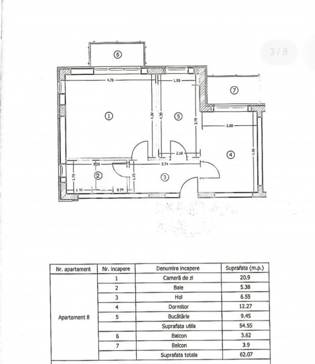 Apartament decomandat 2 camere 2 balcoane parcare Doamna Stanca Sibiu