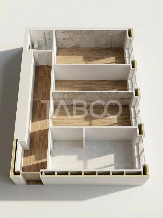 Apartament decomandat 84 mpu 3 camere etaj intermediar Turnisor Sibiu