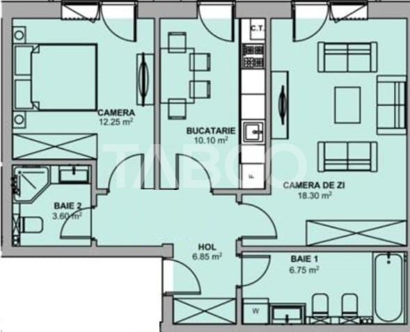 Apartament decomandat cu 2 camere 58 mpu balcon parcare Doamna Stanca