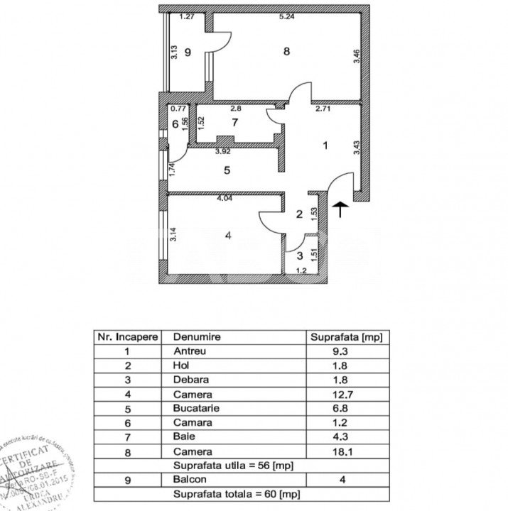 Apartament decomandat cu 2 camere si pivnita - mobilat si utilat