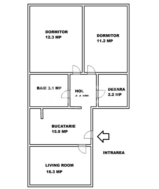 Apartament decomandat de vanzare 3 camere pivnita Vasile Aaron