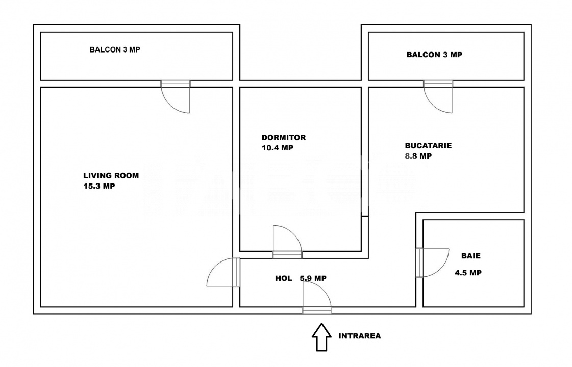Apartament decomandat Strand 2 camere balcon etaj intermediar 3